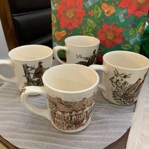 England 4 Vintage Cups-Johnson Brothers, 3 Game Birds,1 Olde English Countryside
